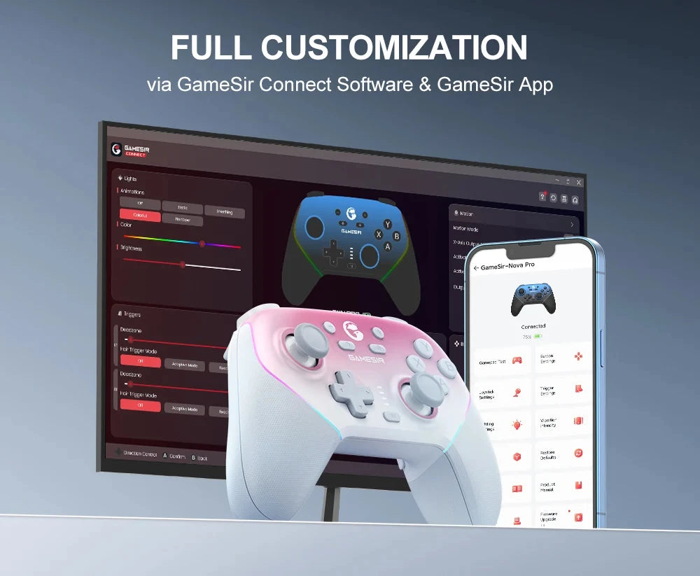 GameSir Super Nova Wireless Game Controller T4N Pro Gamepad Hall Effect Sticks Analog Triggers for PC Switch Android iOS