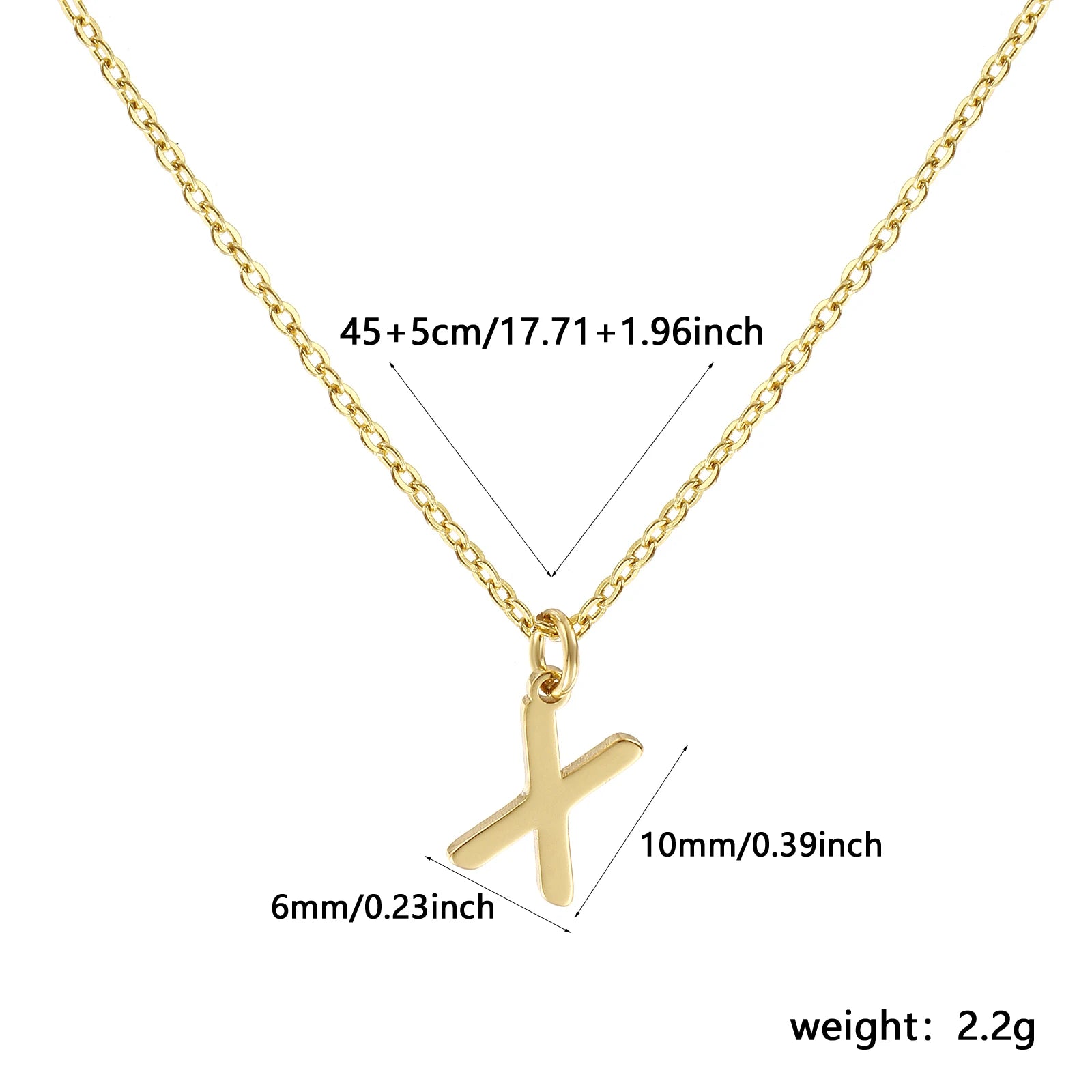 Brass " A-Z " Minimalist Capital Pendant Necklace 18K Real Gold Plated Alphabet Initial Letter Name Jewelry For Women Gift
