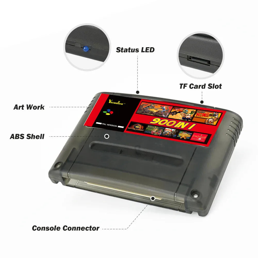 SUMMER FLASF 900 in 1 SFC Card With 8GB TF Card Game Card For Nintendo SNES SFC Game Console With TF Card