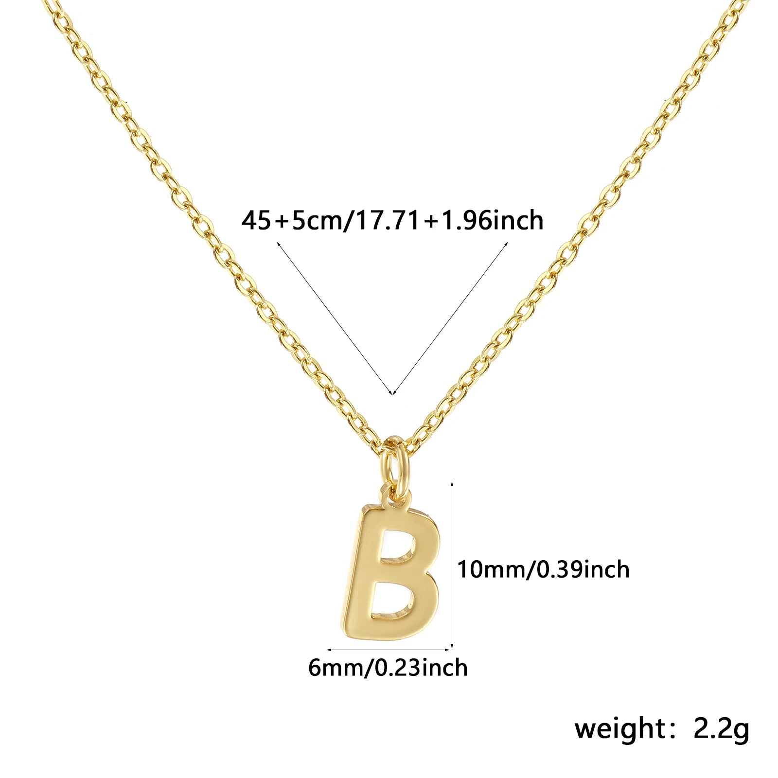 Brass " A-Z " Minimalist Capital Pendant Necklace 18K Real Gold Plated Alphabet Initial Letter Name Jewelry For Women Gift