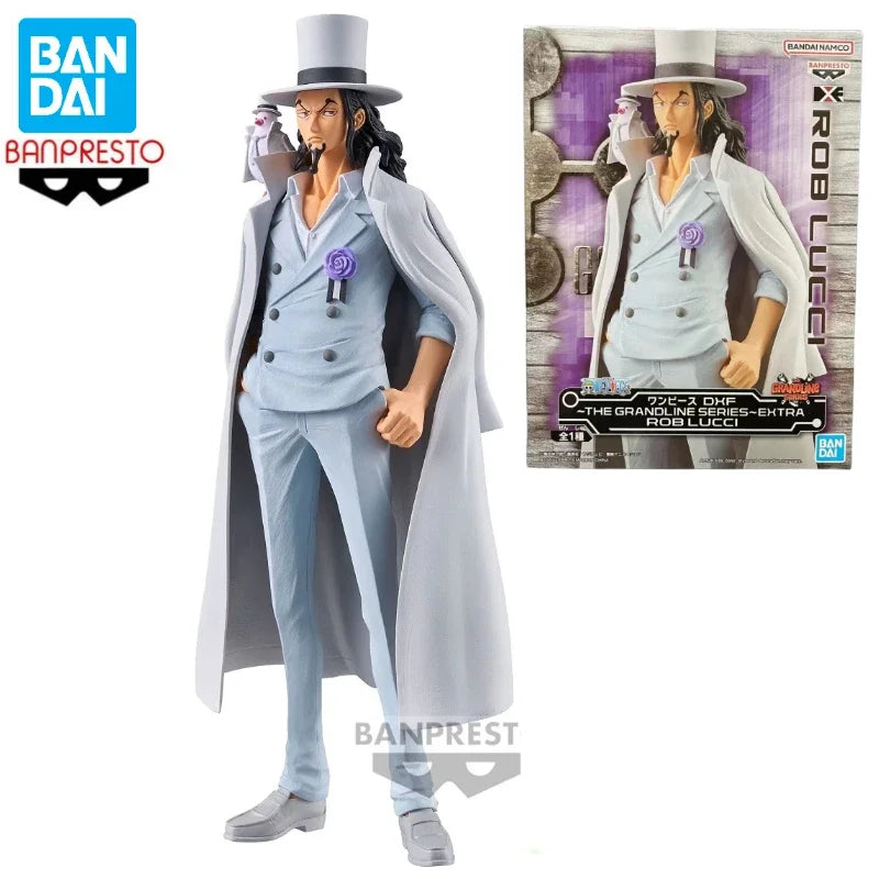 В наличност Bandai BANPRESTO DXF ONE PIECE The Grandline Series Extra Rob Lucci Desktop Doll Anime Action Figure Toy Gift Model