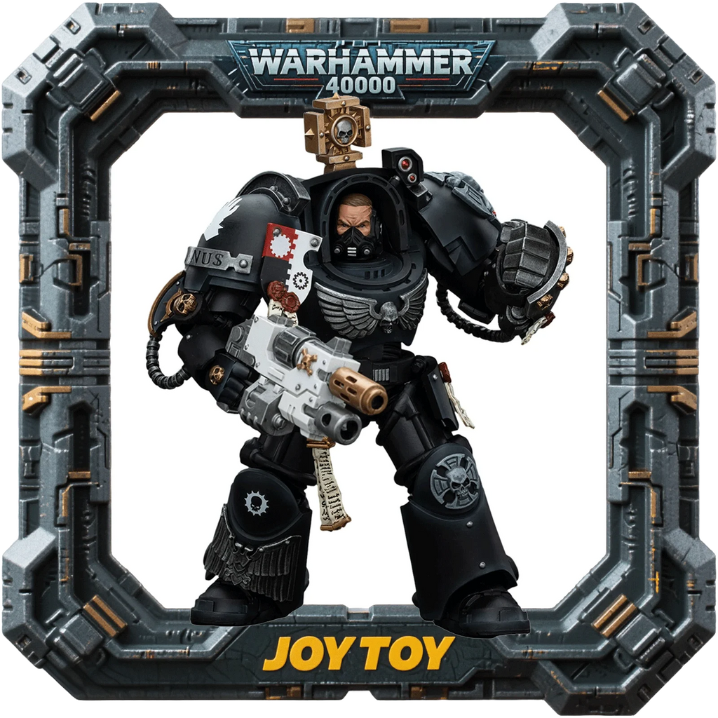 JOYTOY Warhammer 40K 1/18 Scale Action Figure - Iron Hands Terminator Captain with Interchangeable Weapons & Display Base
