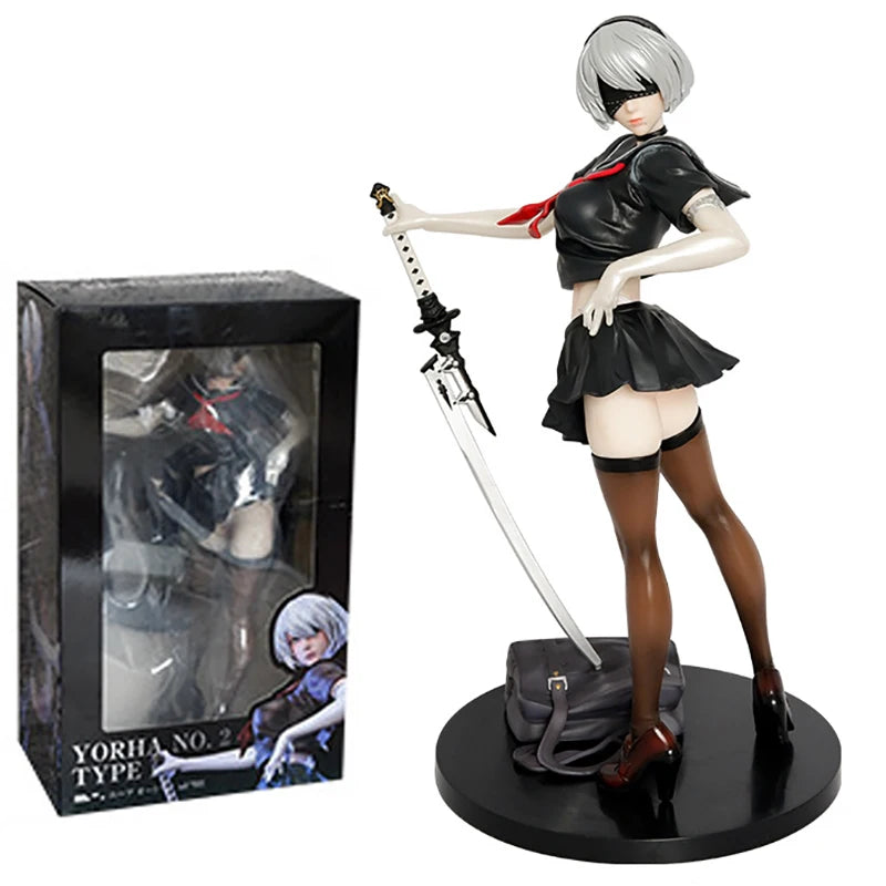 29cm Nier Automata Figure Game Yorha 2B Action Figuras Nierautomata Figurine Anime GK Statue Model Peripheral Gift for Children