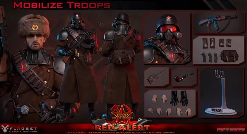 FLAGSET FS-73046 1/6 Soldier Red Alert Soviet Mobilize Troops Full Fet 12'' Action Figure Model Toy In Stock