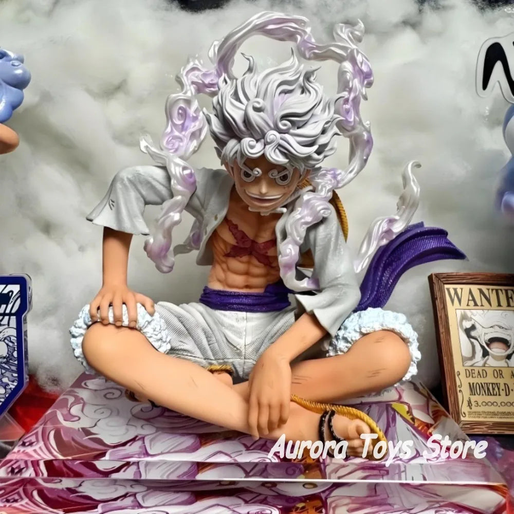 16cm Anime One Piece Figures Gear 5 Nika Luffy Sitting posture Action Figure Pvc Statue Model Doll Collect Desk Decor Toys Gifts