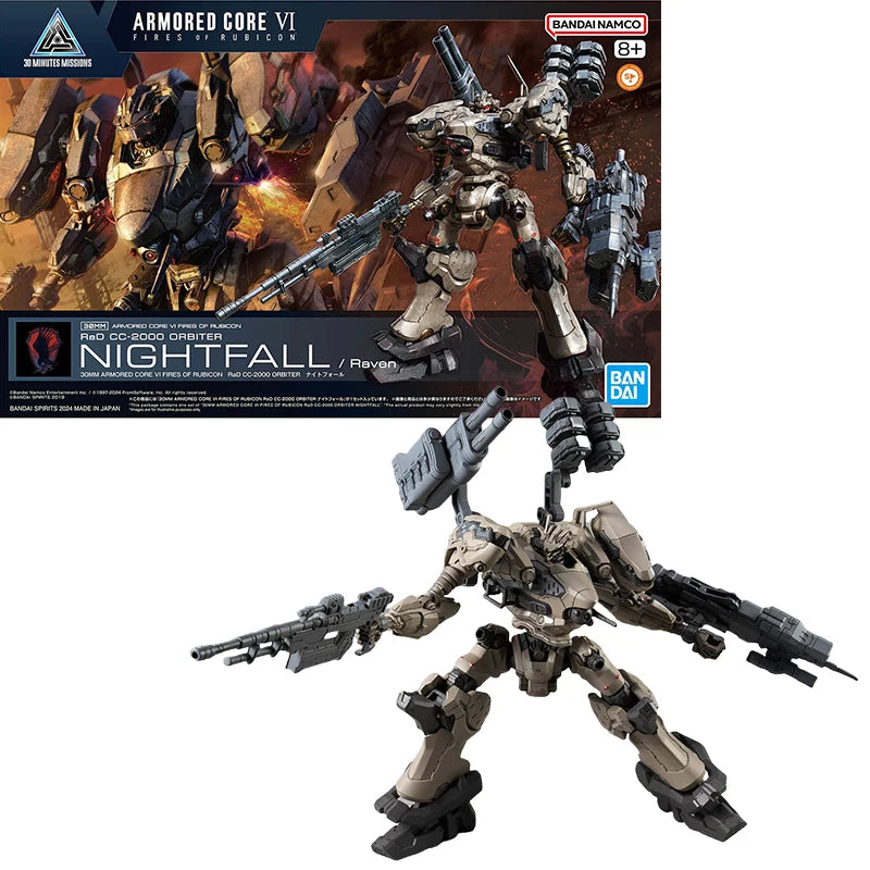 Fast Shipping Bandai Anime 30MM ARMORED CORE VI NIGHTFALL STEEL HAZE LIGER TAIL CC-2000 ORBITER Original Model Toy Action Figure