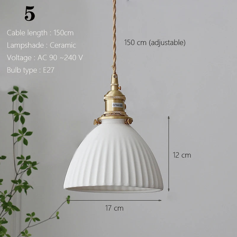 Japanese Ceramic Pendant Lights Scandinavian Light Luxury Pendant Lamp for Living Room Bedroom Dinning Room Kitchen Island