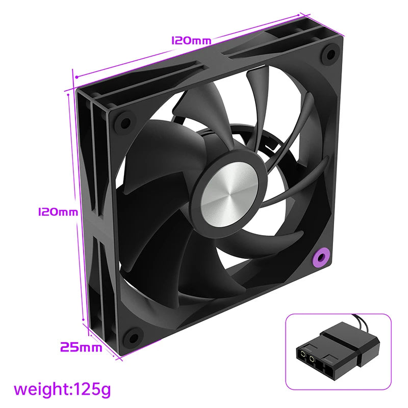 12cm Desktop Computer Case Cooling Mute Fans PC Tower 5V Silent Air Cooler 4Pin PWM 12V 3W 1900PRM For DIY Gaming Computer