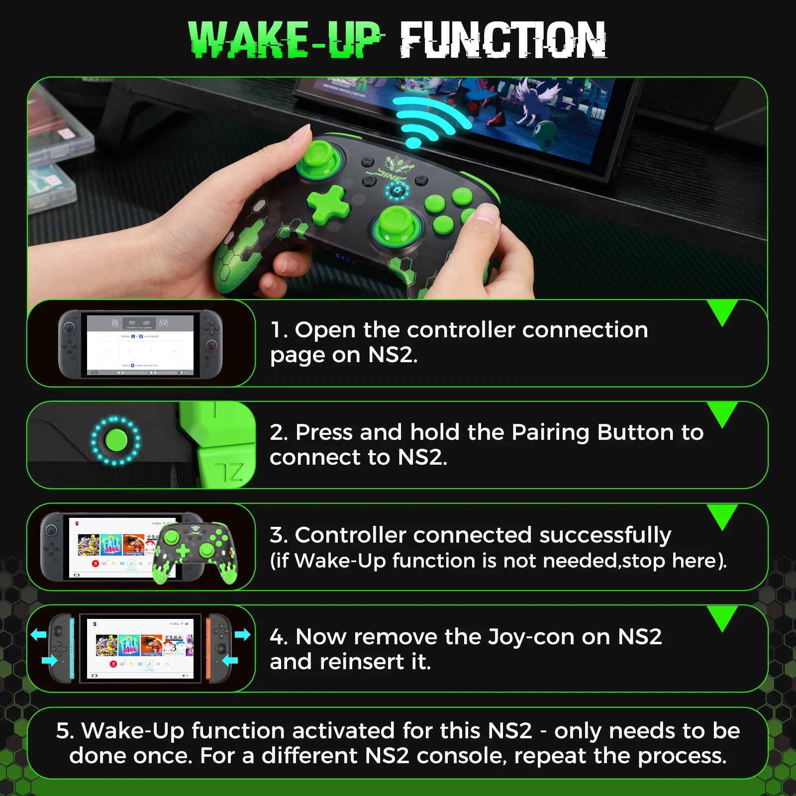 IINE Jormungandr Series for NS2 :Pro Controller ;  Protective Case; Thumb Grips(Set of 8); Magnetic Game Card Case for ; Silicon