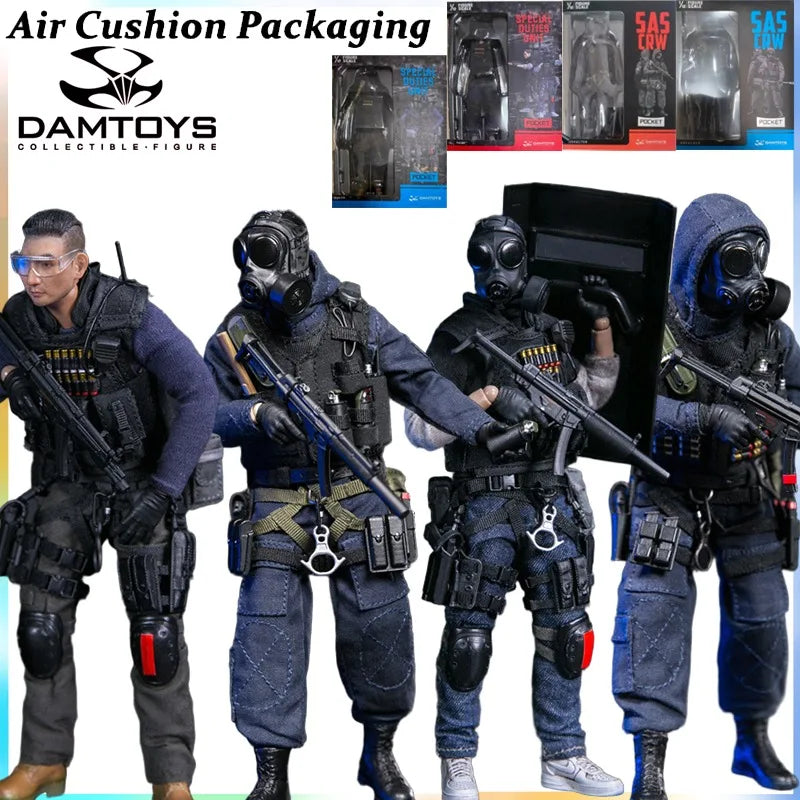 DAMTOYS Genuine 1/12 Pocket Elite Series British SAS Counter Terrorism Group Hong Kong Flying Tigers Action Figures Model Toy