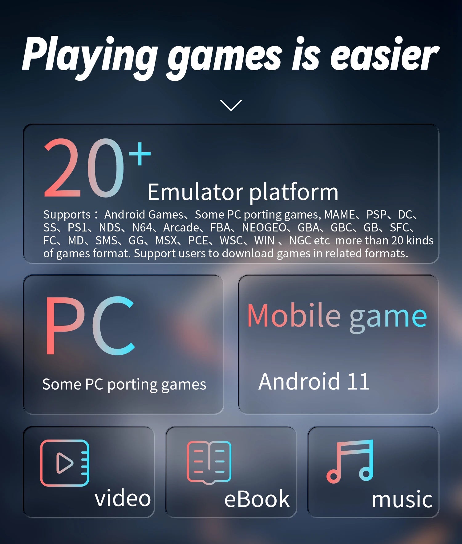 ANBERNIC RG ARC Retro Games RK3566 4.0INCH 640*480 Handheld Game Console Emulator LINUX Android System 3500mAh Children's Gifts