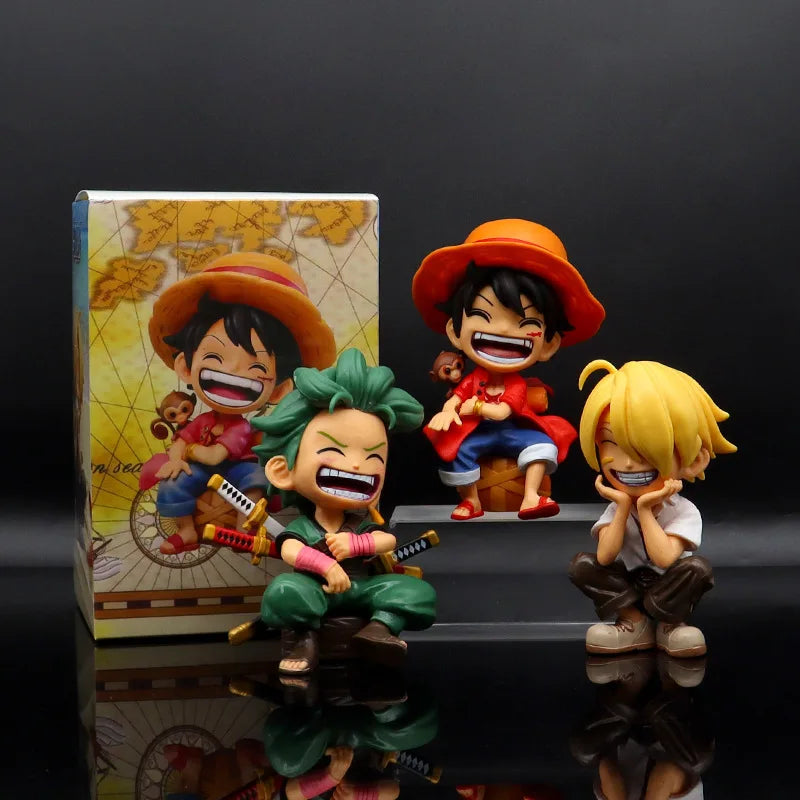 13cm Anime Figure One Piece Monkey D Luffy Roronoa Zoro Kawaii Toys Q Figural Nendoroid Car Decoration PVC Model Gift
