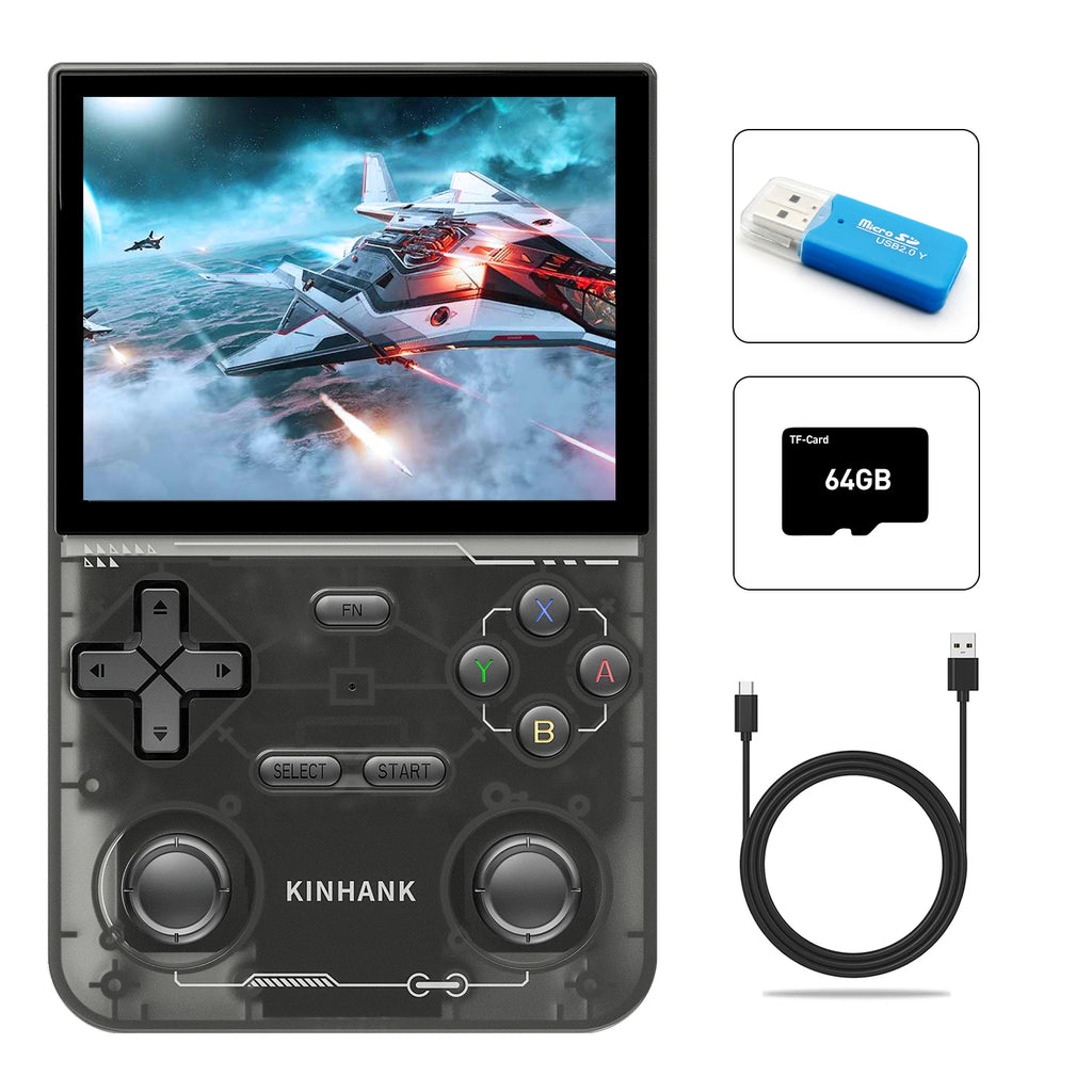 KINHANK K36 Retro-Handheld-Videospielkonsole, 500nit, 3,5-Zoll-IPS-Bildschirm, 16000 Spiele-Emulator für PS1/PSP/DC/N64/SS