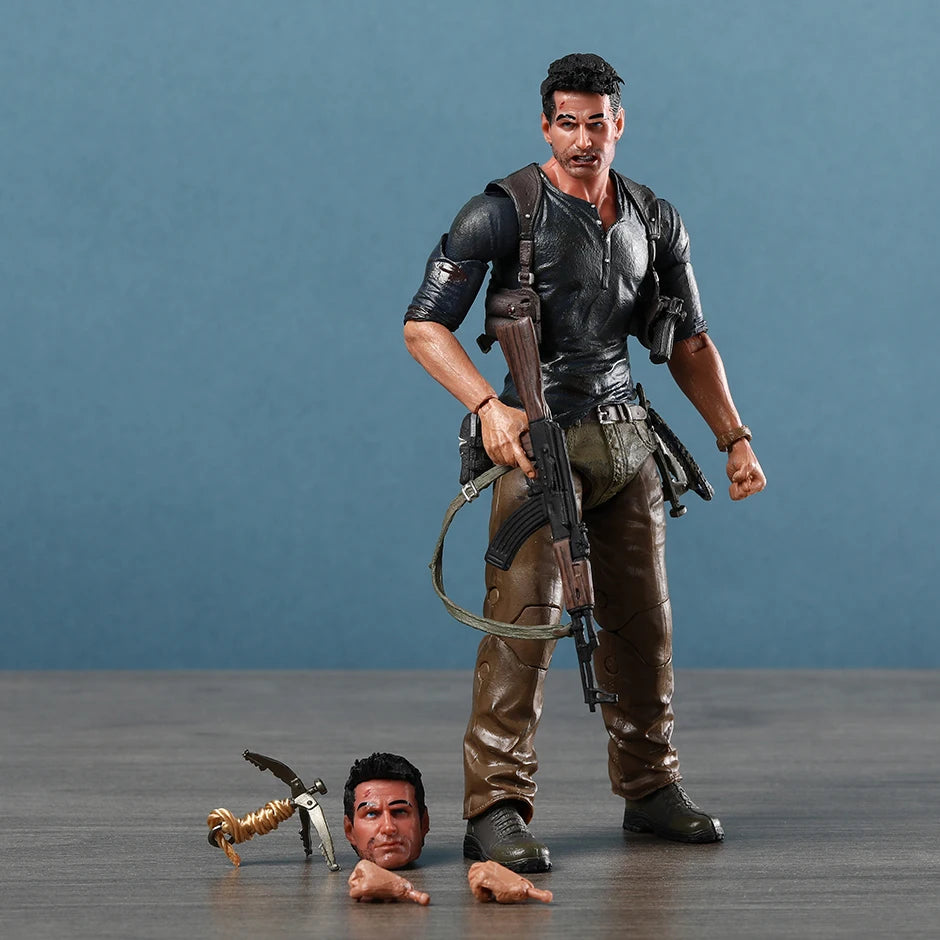 NECA Nathan Drake Uncharted 4 Action Figure Hand Made Toy Peripherals Collection Gift