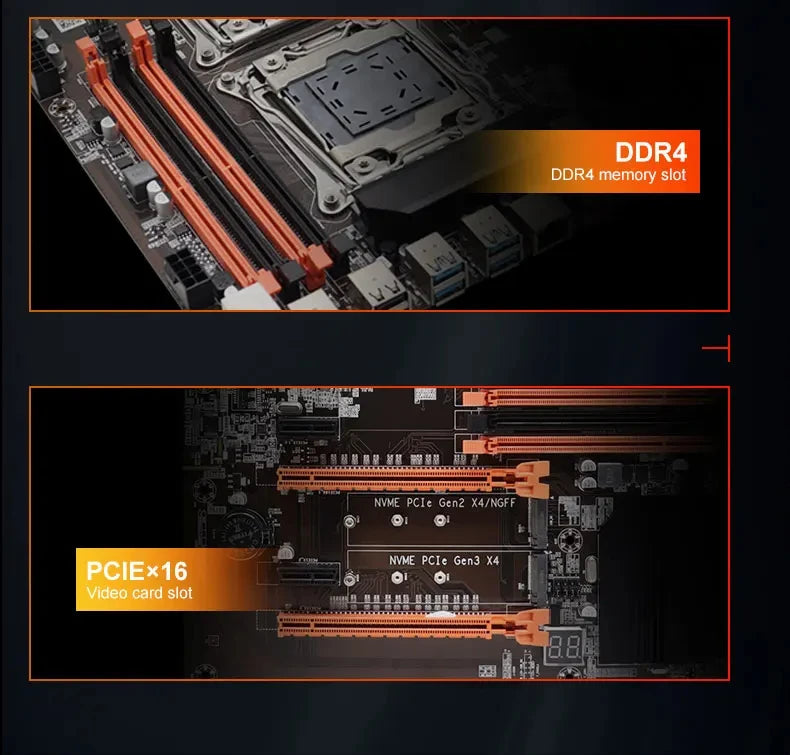 MOUGOl X99 Dual CPU Gaming Motherboard Set lntel Xeon E5 2680 V4&DDR4 64GB (4*16GB) LGA2011-3 M.2 NVME for Server Computer Host