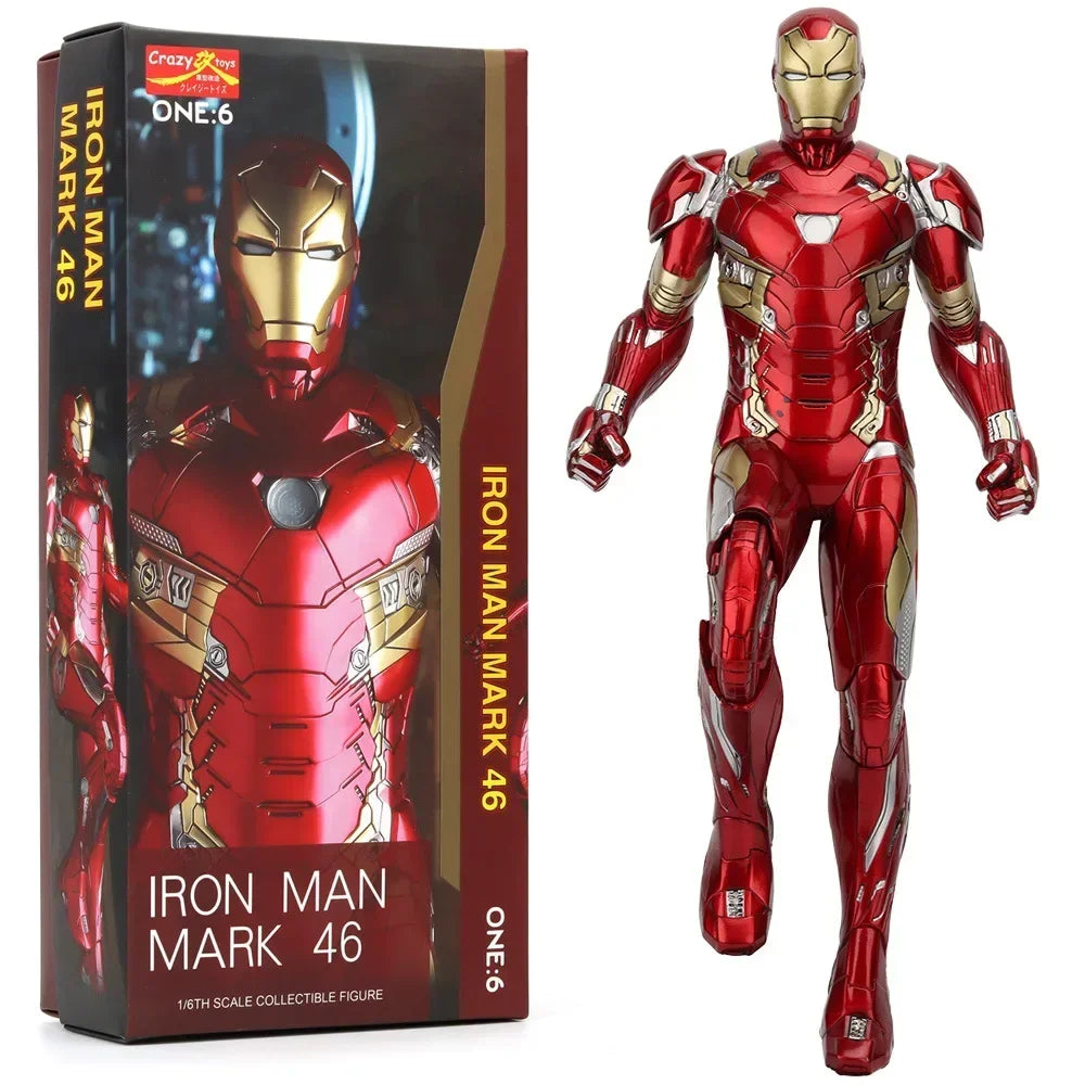 30cm Marvel The Avengers 1/6 Iron Man Mk46 Scarlet Spiderman Anime Figure Model Collection Toy Gift