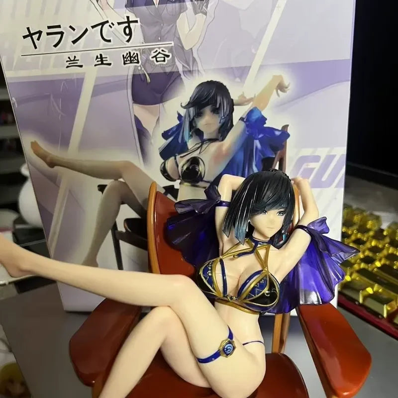 Genshin Impact Yelan Gk Figure With Chair Anime Girl Statue Desktop Decor Car Ornament Pc Case Model For Anime Fans