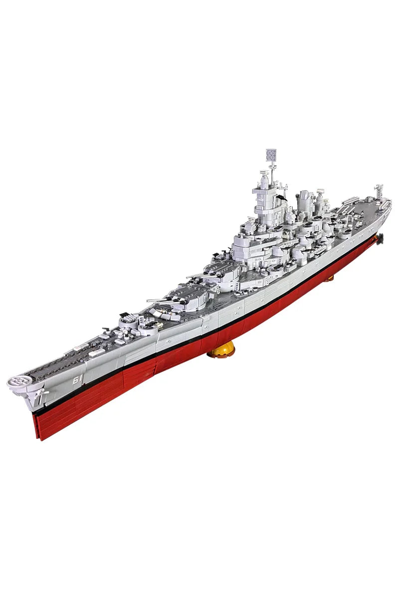 MOC USS Iowa BB-61 Battleship Building Blocks Model World War II Navy Military Battleship Bricks Assembly Toy Kids Birthday Gift