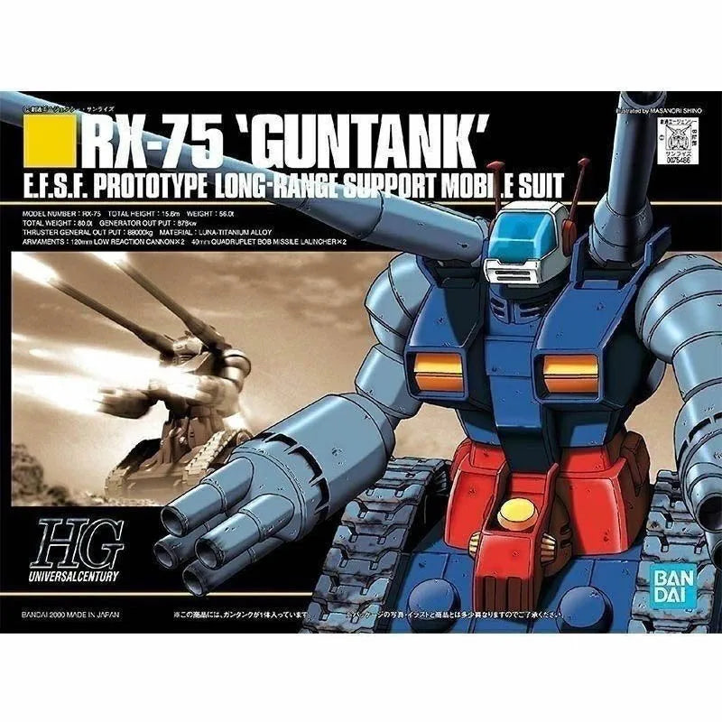 Bandai Original Gundam Model Kit Anime Figure HGUC 1/144 RX-75-4 Guntank Action Figures Toys Collectible Gifts for Children