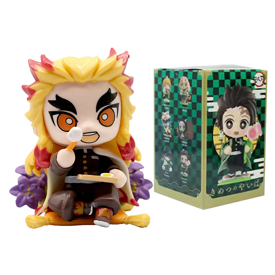 Anime 6Pcs/Set Q Version Demon Slayer Figurine  Boxed Model Ornament Accessory Cartoon Movability Kits Mascot Kid Toy Gift
