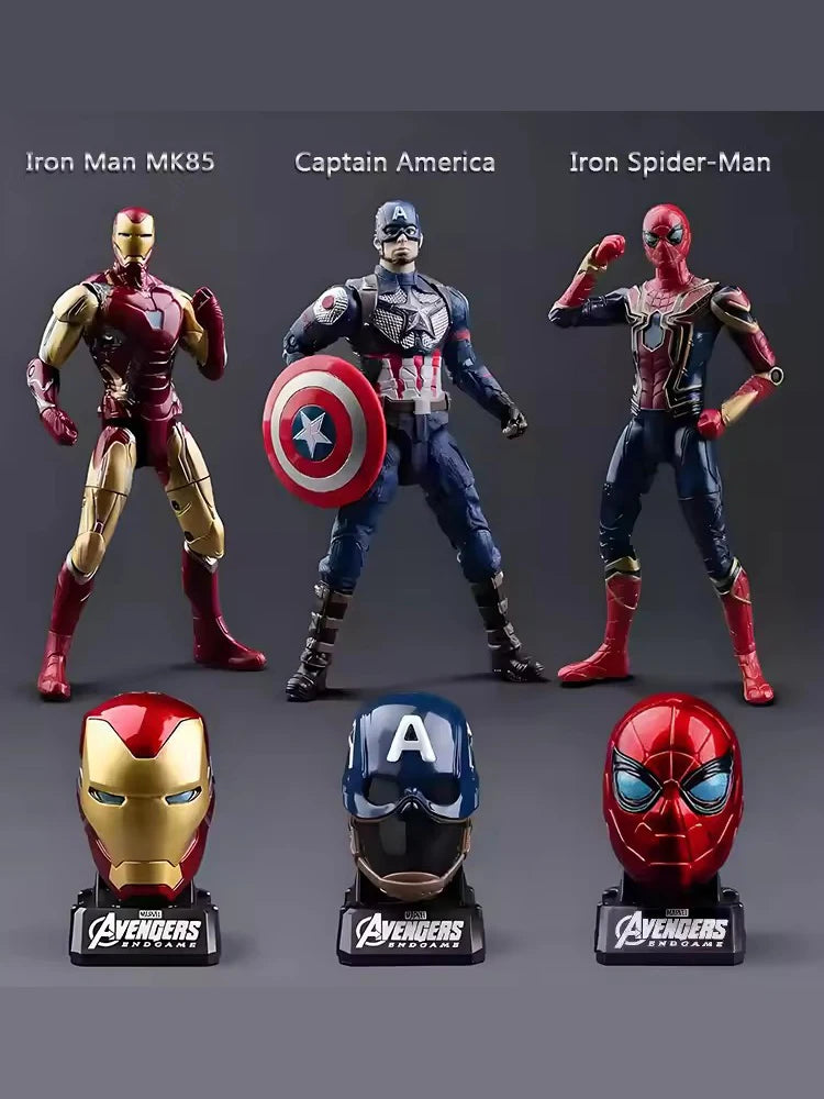 Marvel Iron Man Head Shaped Statue Deformable Toy Action Figure Spider-Man Joints Mobility Model Doll Kids educational Toys