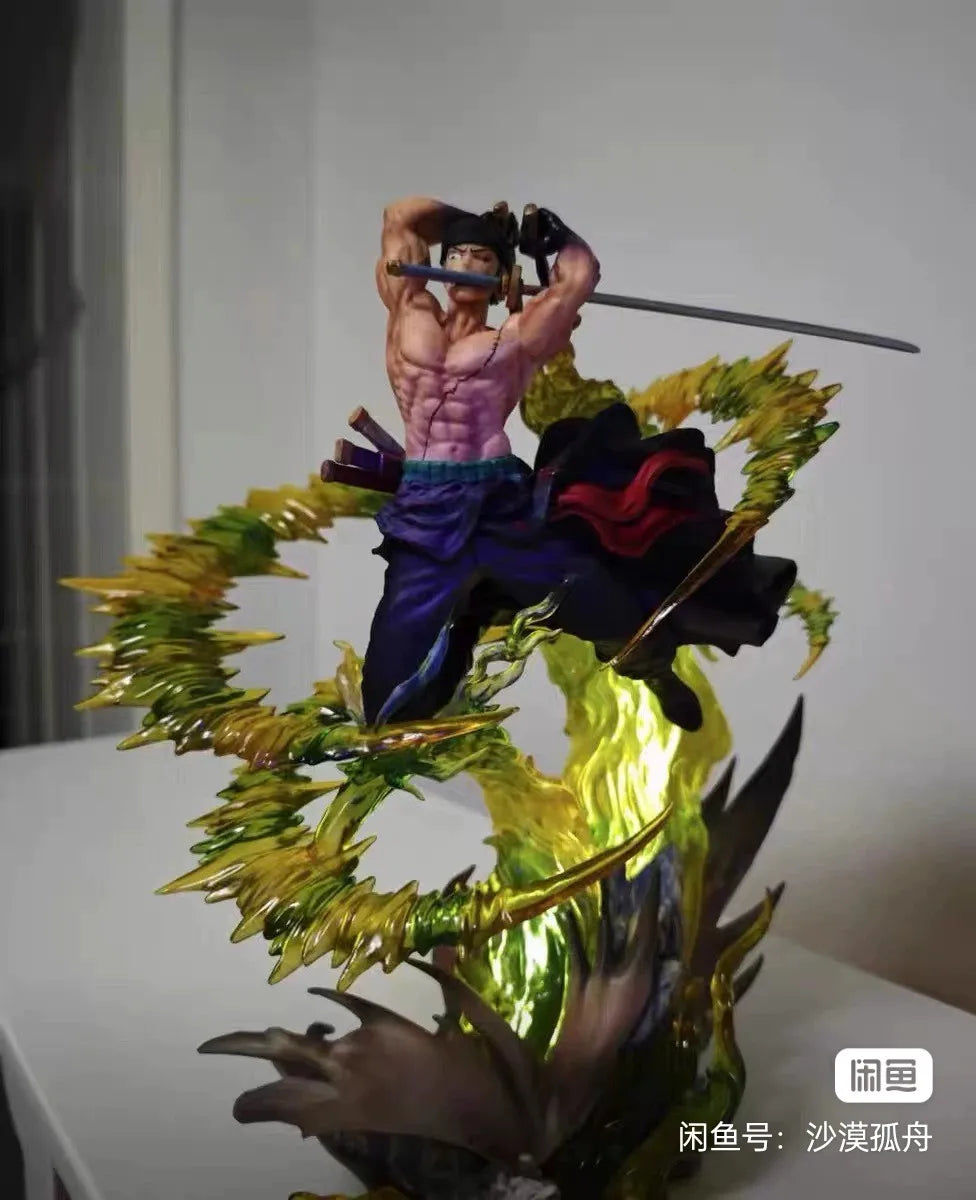 One Piece Figure Zoro 30cm Figures Roronoa Zoro Anime Figure With Light Standing Model Pvc Collect Ornament Birthday Gift Toyson
