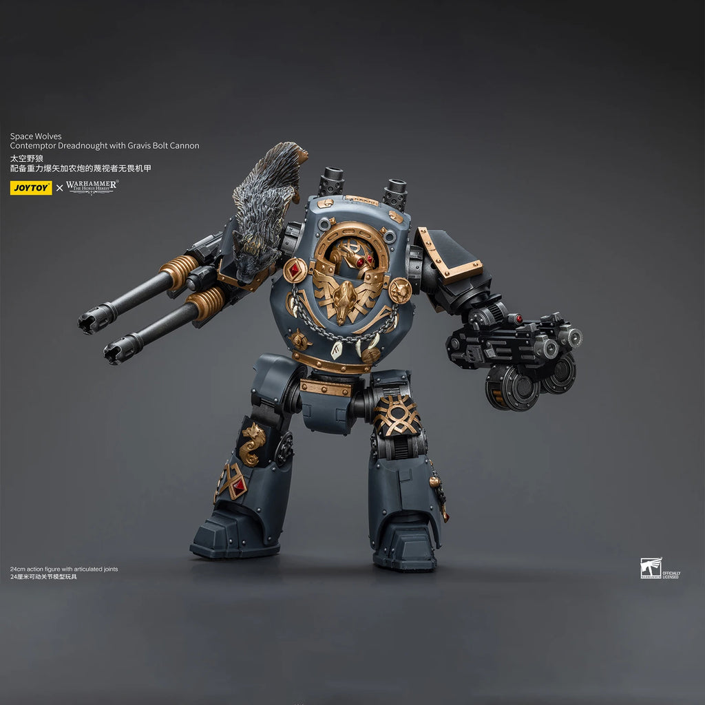 JOYTOY Warhammer 40K 1/18 Action Figure 24cm Space Wolves Contemptor Dreadnought with Gravis Bolt Cannon Collectible Toys Gift