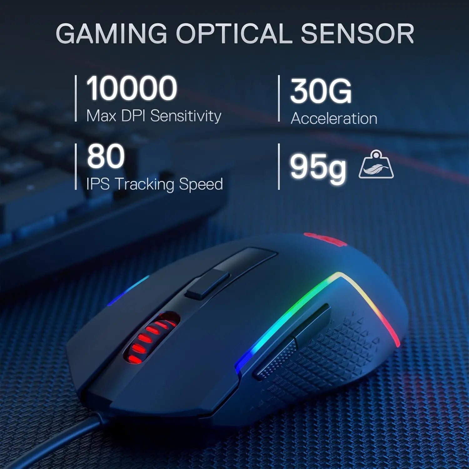 Комплект геймърска клавиатура и мишка Redragon S141, кабелна RGB мембранна клавиатура K515 и кабелна геймърска мишка M616 с 10000 DPI