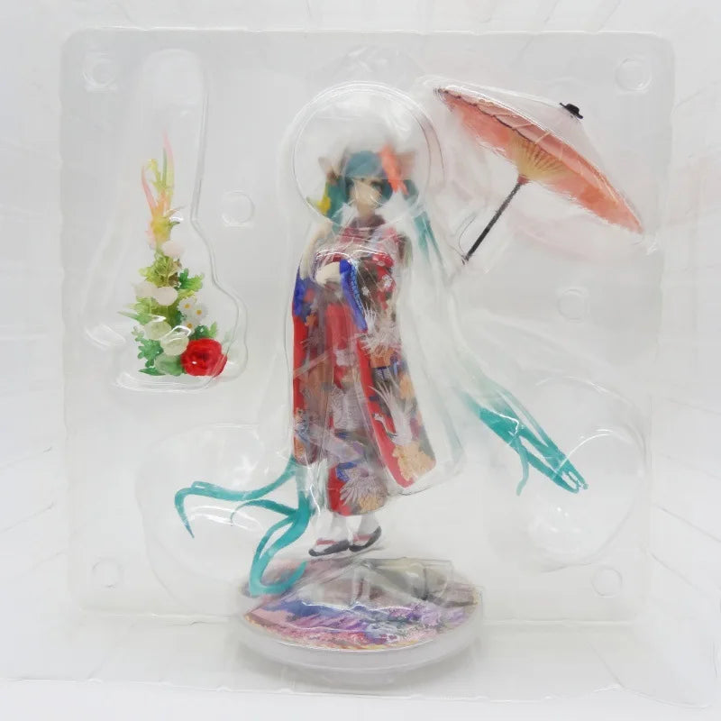 23cm Hatsune Miku Figure in Kimono with Umbrella - Beautiful Girl Model Statue for Desktop Decoration Boy's Collectible Toy Gift