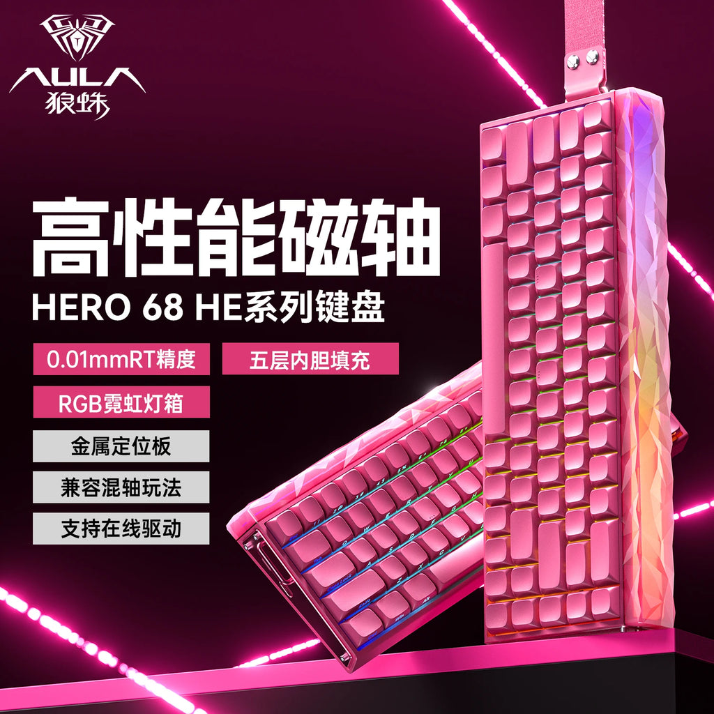 AULA Hero 68HE Mechanische Tastatur mit Magnetschalter, E-Sport, 8K RGB, Hot-Swap, kabelgebunden, PC-Gaming, individuelle Tastatur, Zubehör, Geschenke