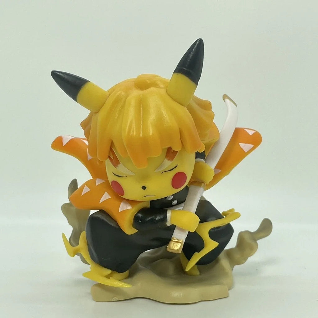 11cm Hot Anime Figure Pikachu Cross-Dressing Agatsuma Zenitsu Figurine PVC Statue Model Doll Collection Ornament Toys Boys Gifts