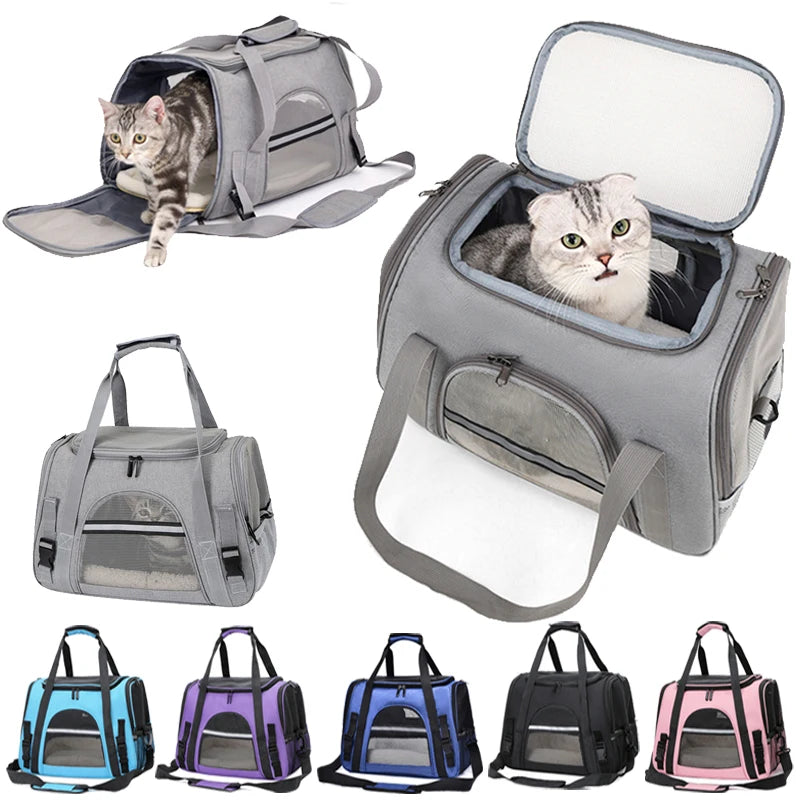 Cat Bags Portable Dog Carrier Bag Mesh Breathable Foldable Cats Carrier Bag Travel Breathable Transport Handbag Pet Travel Bags