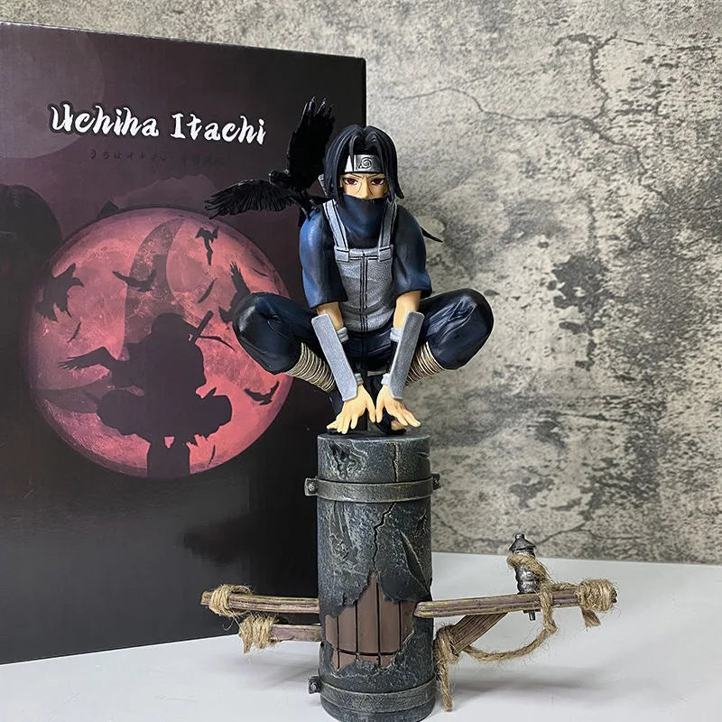 23cm Naruto Shippuden Statue Uchiha Itachi Crows Squatting PVC Action Figure Anime Figure Model Toys Collection Kids Doll Gift