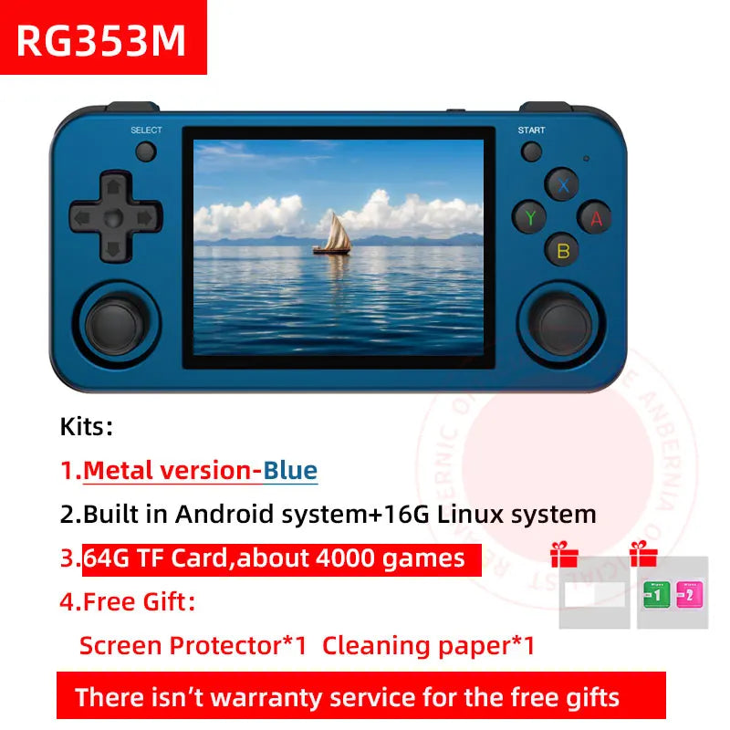ANBERNIC RG353M Handheld Game Console Aluminium Alloy CNC Support Dual OS Android 11+Linux, 5G WiFi 4.2 Bluetooth 3.5 Inch IPS