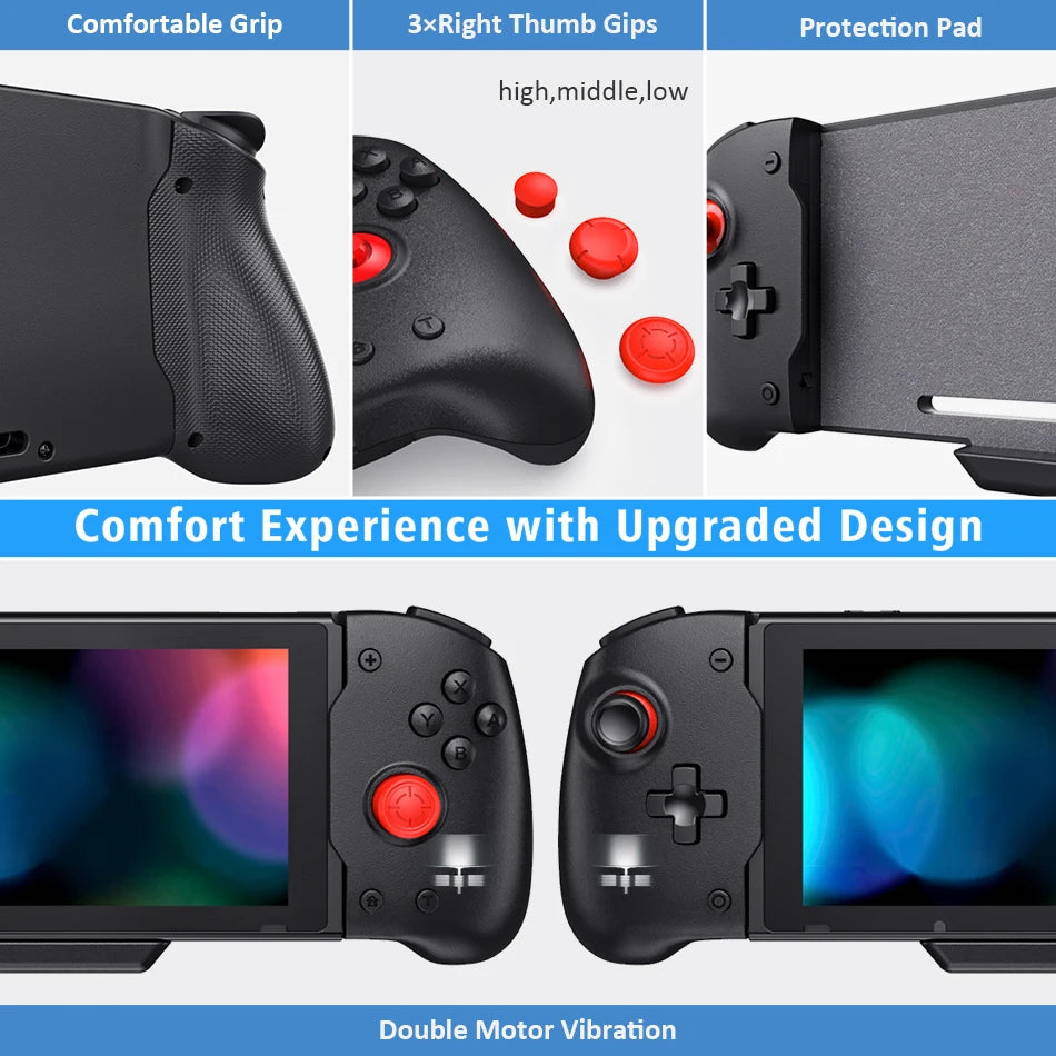 For Nintendo Switch Controller Upgraded Gamepad Fast Charge Double Motor Vibration Built-in 6-Axis Gyro Handle Grip Storage Bag
