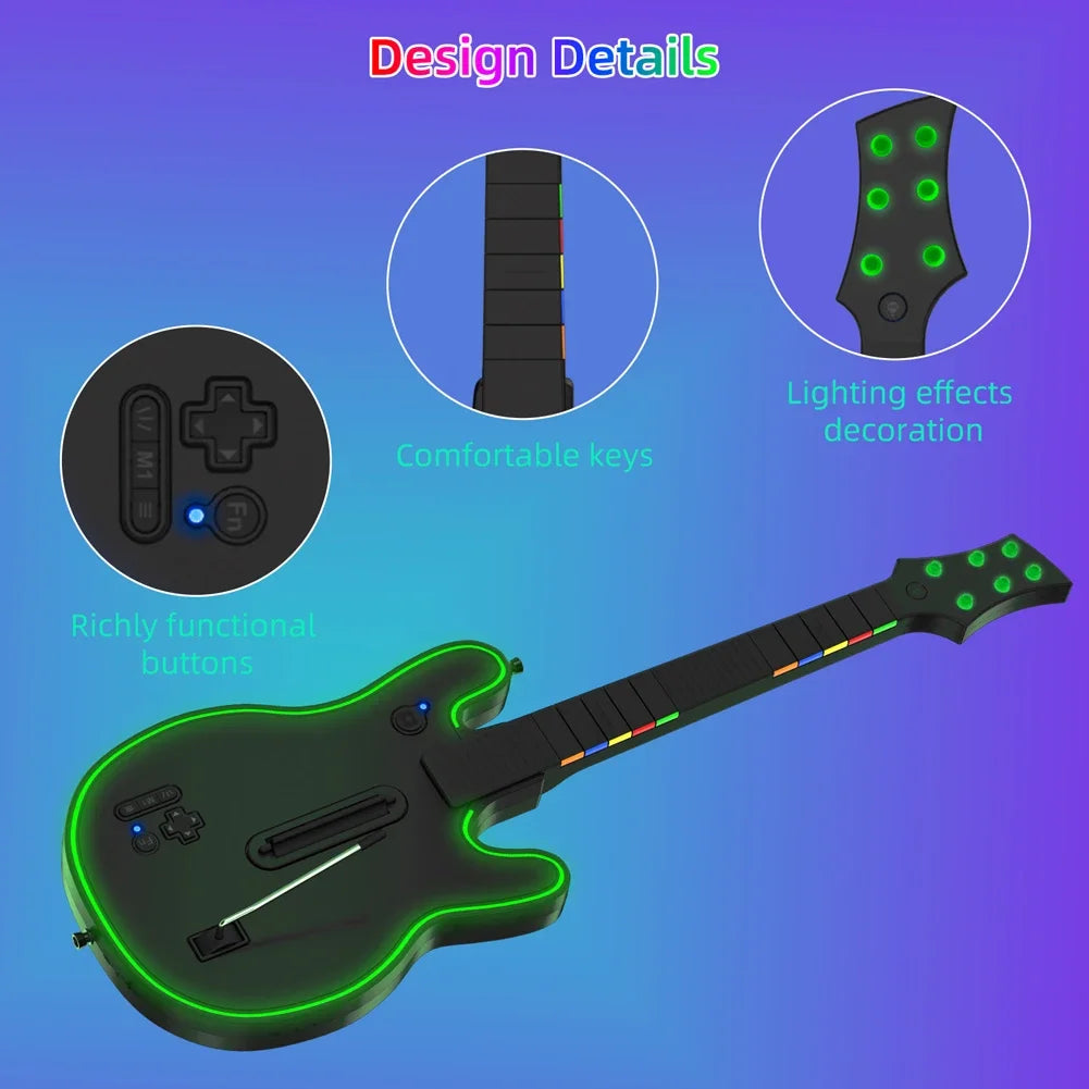 2.4G Wireless Guitar Gamepad Game Controller With Shoulder Strap For PS4 PS3 PC Guitar Hero Clone Hero Rock Band Accessories