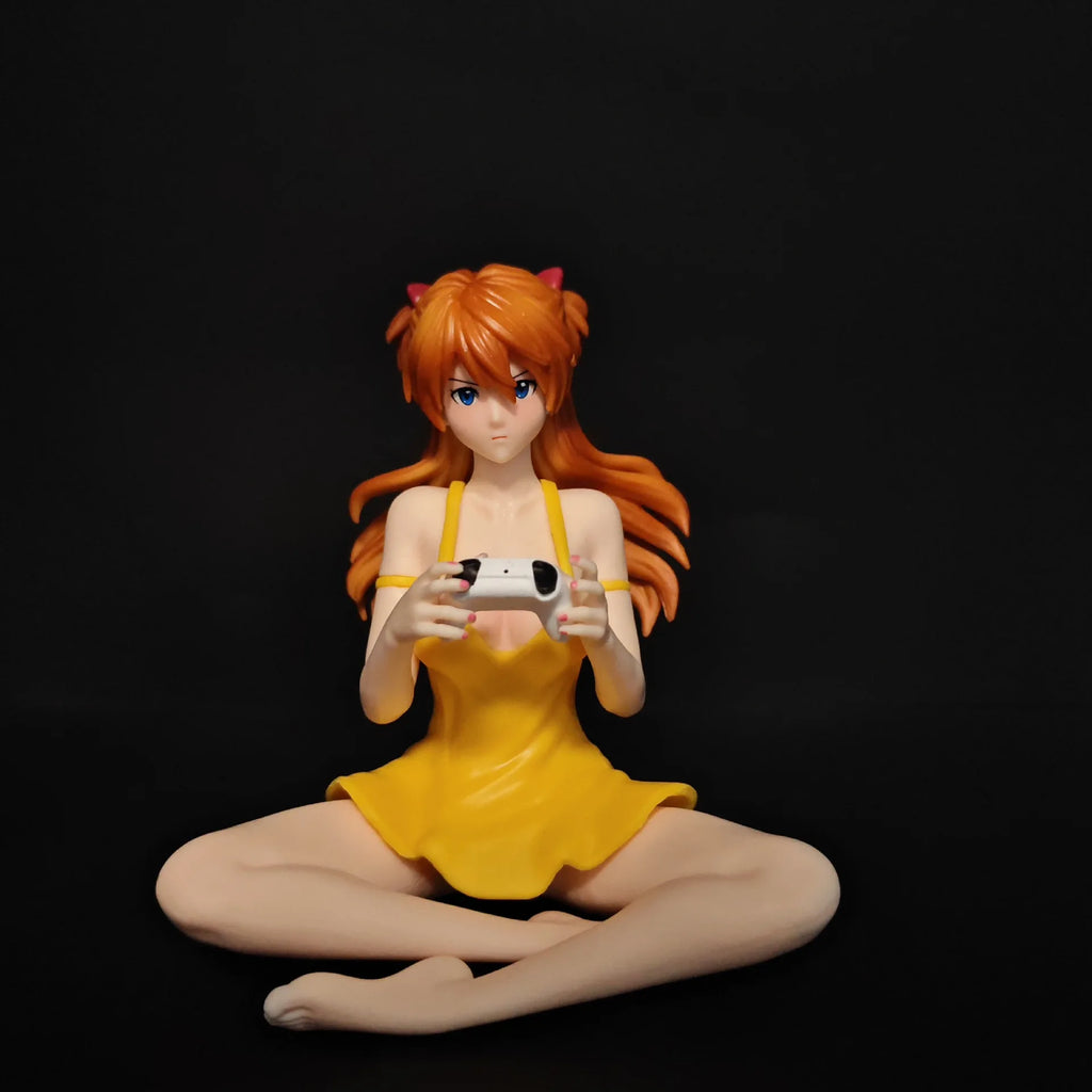 11cm Gaming Ver Figure EVA Kawaii Girl Yellow Dress Sitting Pose Anime Action Figurine Collectible Model Doll Birthday Gift