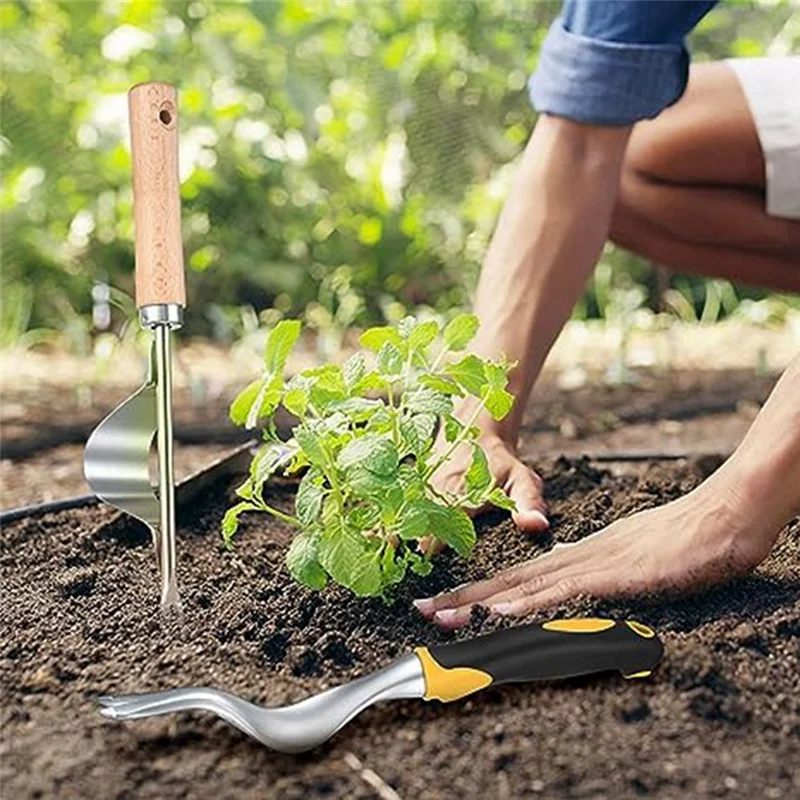 Set mit 2 Handwerkzeugen zum Unkrautstechen, zum Entfernen von Unkrautwurzeln im Garten, Hof, Rasen und auf dem Bauernhof, einfach zu verwenden