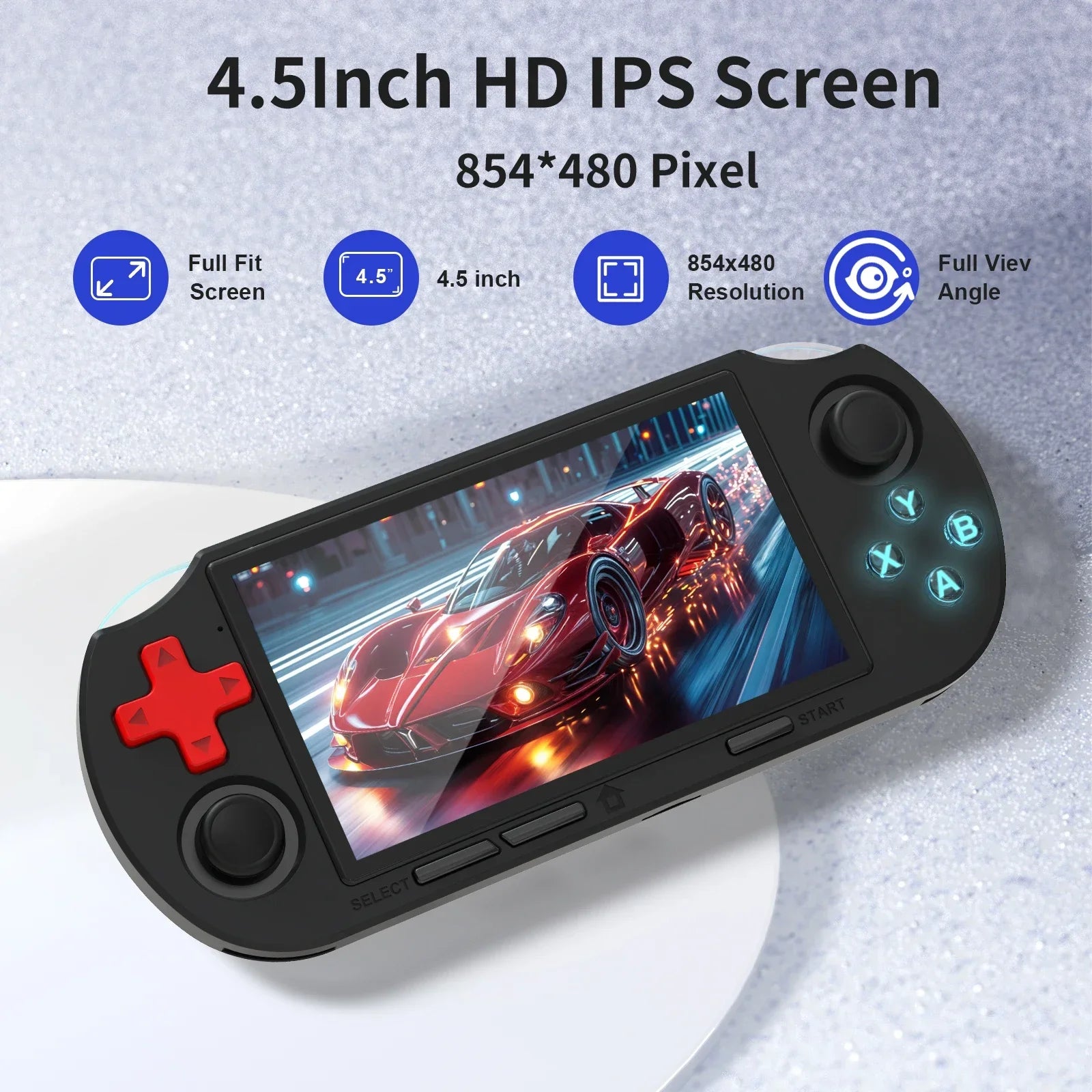 GAMINJA ANS16 Open Source Handheld Game 4.5 Inch IPS Screen RGB Lighting Portable Retro Video Game Console 64GB For PS1/GBA/SFC