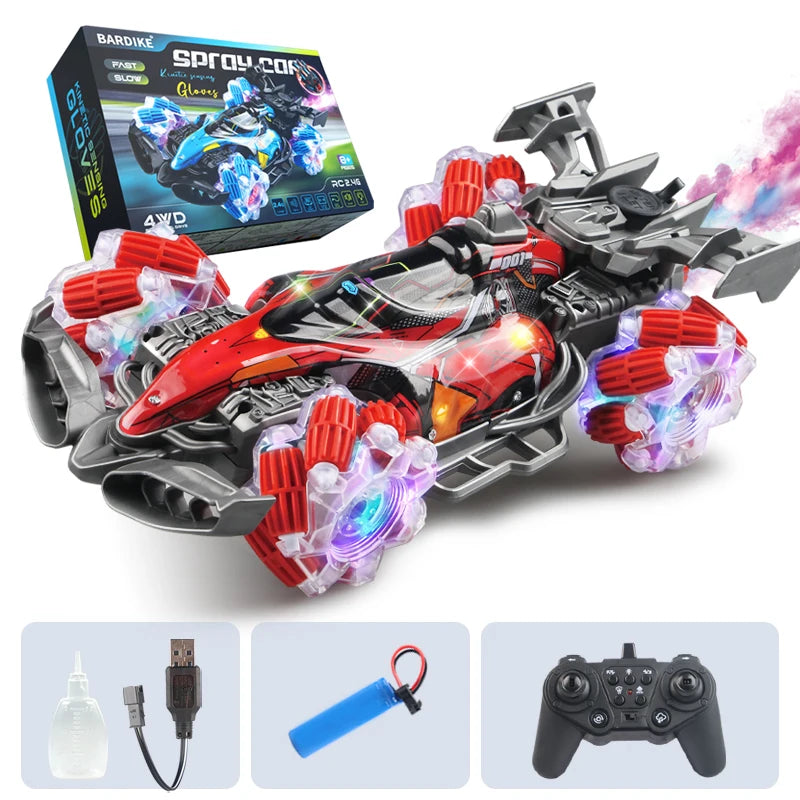 Colorful lights spray stunt racing 4WD shift 2.4G wireless gesture induction racing race remote control toy car