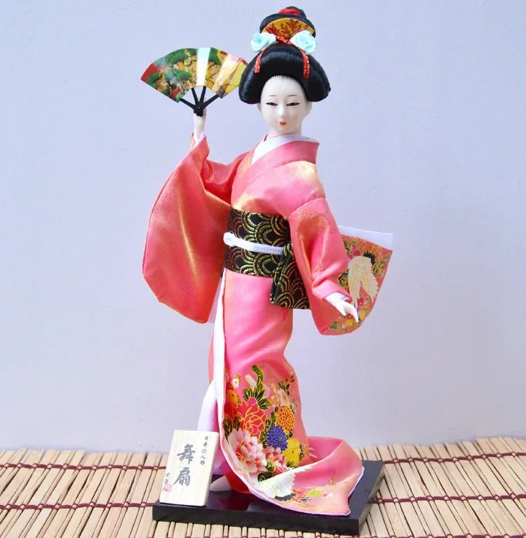 12inch Japanese Geisha Doll Statuette Sitting Figurine Japanese Kimono Kokeshi Kabuki Geisha Handicraft Ornament Birthday Gift