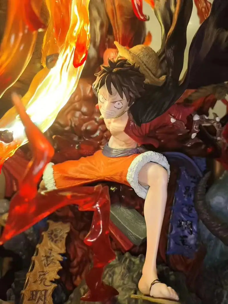 One Piece Luffy Gear 3 Anime Figure 2025 New Hot Red Roc PVC Model Statue with LED Light Collectible Decor Birthday Gift Toy