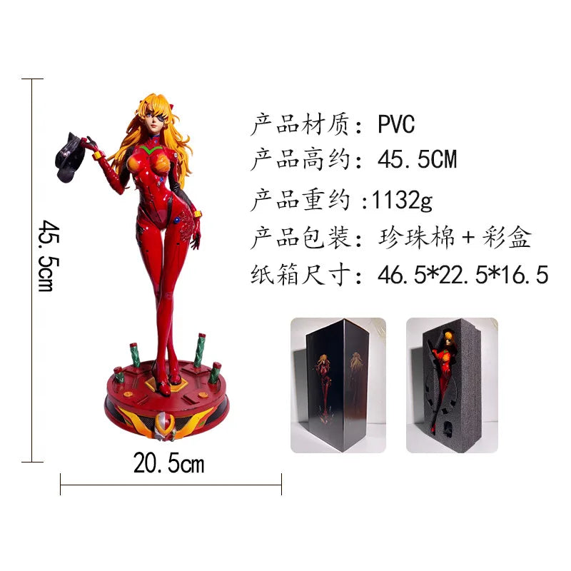 46 cm große Soryu Asuka Langrey Rei Ayanami Ver Figur in enger Lederjacke, PVC, Anime-Actionfigur, Spielzeugstatue, Figurenmodell, Kinderspielzeug
