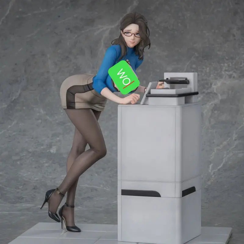 Stylish Poised Charming Anime Office Lady Pvc Figure Printer Scene Desktop Bookshelf Case Decor Collectible Model For Anime Fans