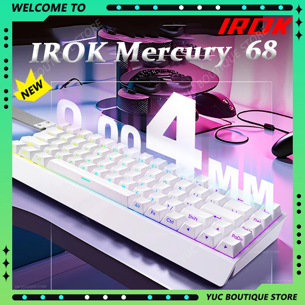 IROK CAROTMAS Mercury68 8K Магнитен превключвател Механична клавиатура за електронни спортове RGB с дълга батерия, персонализиран аксесоар за игри с гореща замяна