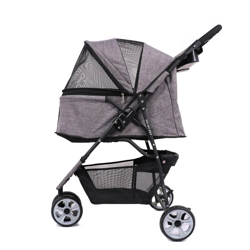 20kg Heavy-Duty Pet Stroller for Dogs/Cats - Foldable Lightweight Carrier with Breathable Mesh & All-Terrain Wheels