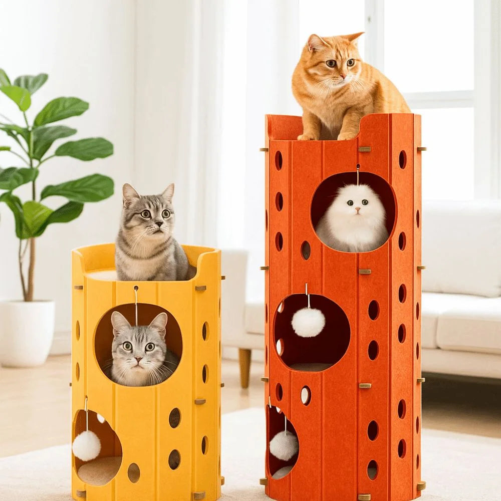 2 Floors/3 Floors Cat Scratching Post House Tree Hole Japanese Style Cat Bed All-in-one Durable Cat Condo