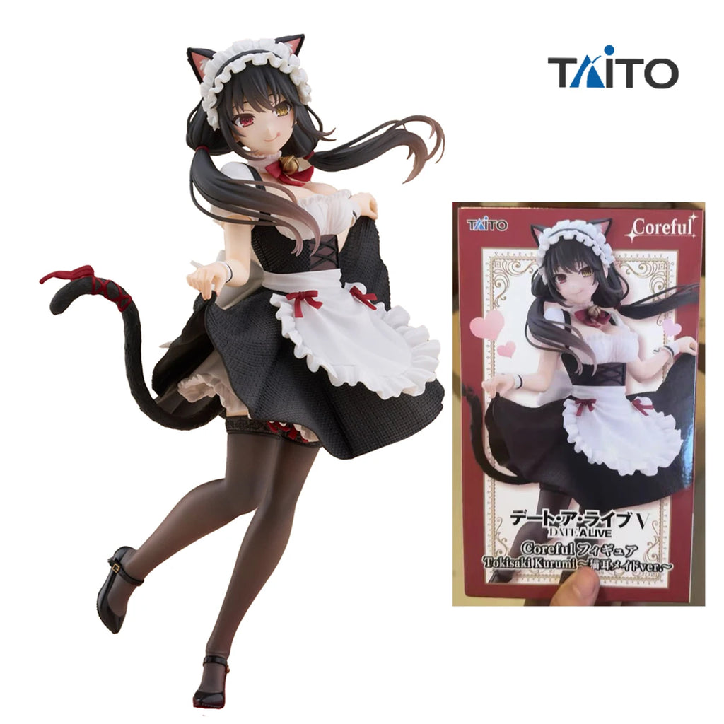 Original in Stock Taito Date A Live V Tokisaki Kurumi Coreful Figure Nekomimi Maid Ver Anime Figure Action Figure Model Toys