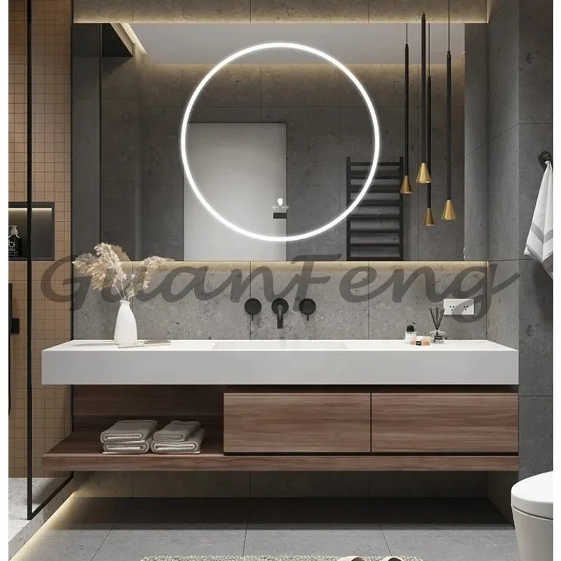 New Design Wall Mounting Modern Black Color And Walnut Color Bathroom Vanity Cabinet