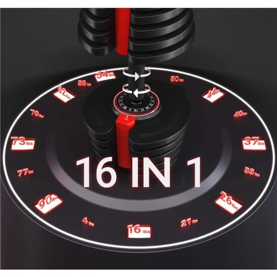 490 Pfund Schnellverstellbares Hantelset für das Heim-Fitnessstudio, 2er-Set, schwarz-rot, verstellbare Hanteln für Krafttraining, kompaktes Design